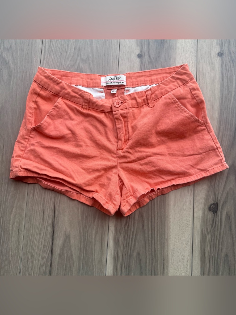 BeBop Coral Orange Pink Chino Cotton Shorts Womens Junior size 7 Summer Vacation